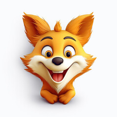 Cartoon fox mascot smiley face on white background