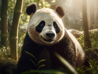 close up on a panda, Generative AI