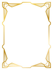 Art Deco gold frame vintage frame line geometric wedding label card frame png transparent background