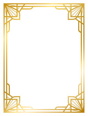 Art Deco gold frame vintage frame line geometric wedding label card frame png transparent background