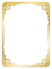 Art Deco gold frame vintage frame line geometric wedding label card frame png transparent background