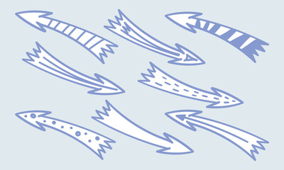 Set of doodle arrows. Hand drawn arrows collection