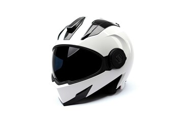 Modern Motorcycle Helmet Futuristic On White Background