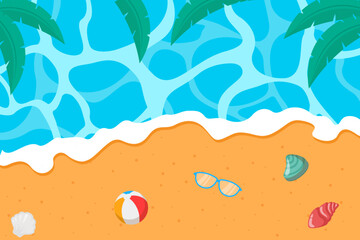 Fototapeta na wymiar summertime background design with various beach elements