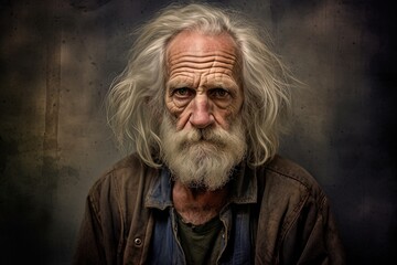 Senior old man looking tired. Fictional person created with generative AI
