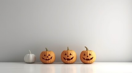 Halloween Pumpkin Decoration with white background and copy space ai generated