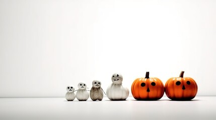 Halloween Pumpkin Decoration with white background and copy space ai generated