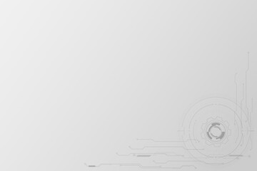 Grey background with circular of engineering shape. Network connection with line and dot.