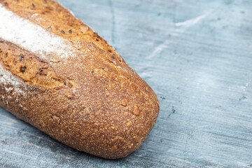 Integral Bread above blue background with copy space