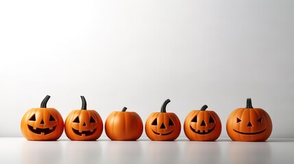 Halloween Pumpkin Decoration with white background and copy space ai generated