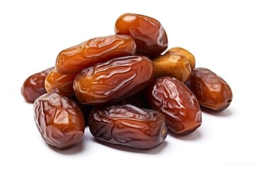 Small Pile Of Dried Dates On White Background