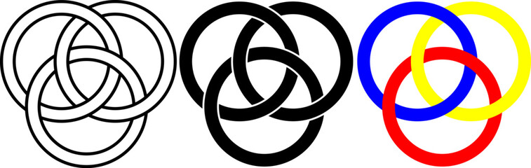 Tree rings interlocking trinity sign set