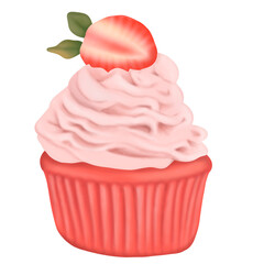 Cupcake, fairy cake. 3d realistic vector icon.