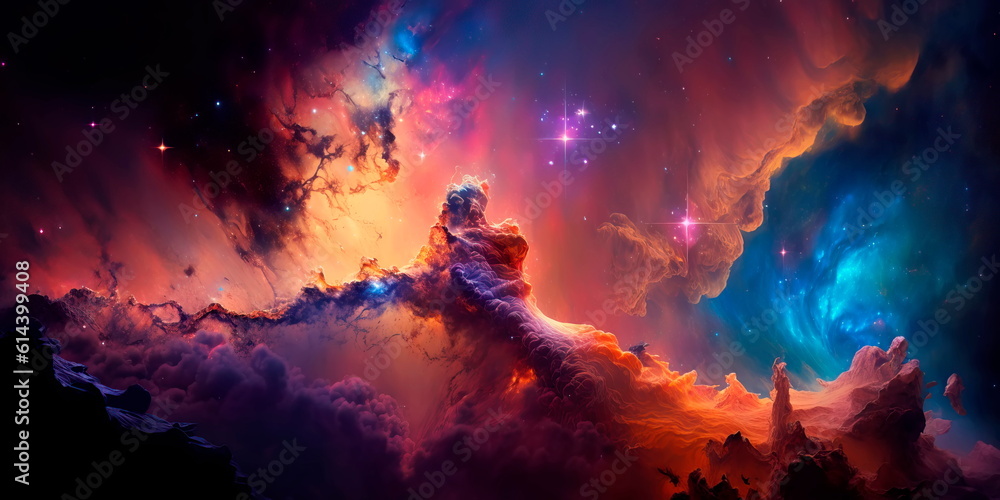 Wall mural nebula and galaxies in space. space many light years