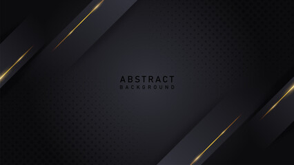 elegant abstract black background with shiny golf line. luxury dark theme design vector illustration EPS10