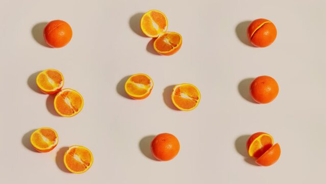 Oranges are divided into slices