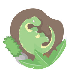 Cute Brontosaurus Took a Nap Vector Illustrations