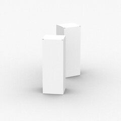 Long vertical paper box template without design on a transparent background.