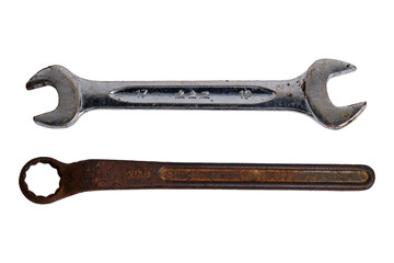 Rusty Mechanical Key Isolated on White Background