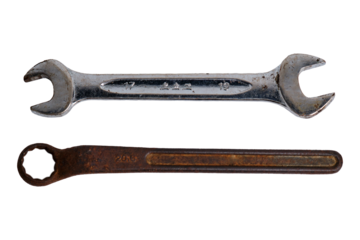 Rusty Mechanical Key Isolated on White Background