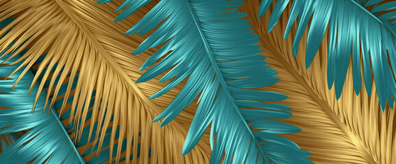 nature hawaiian leaf pattern design tropical foliage background texture gold jungle. Generative AI.