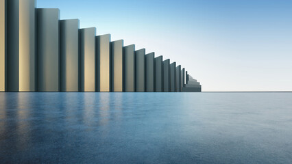 Obraz premium 3d render of abstract futuristic architecture with empty concrete floor.