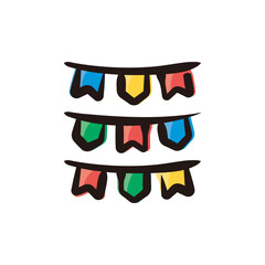 Festa Junina flag - Festa Junina icon/illustration (Hand-drawn line, colored version)