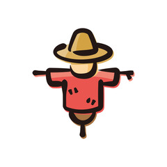 Scarecrow - Festa Junina icon/illustration (Hand-drawn line, colored version)