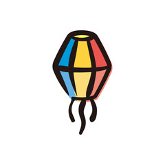 Lantern - Festa Junina icon/illustration (Hand-drawn line, colored version)