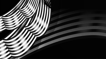 Vector realistic waving american flag black background