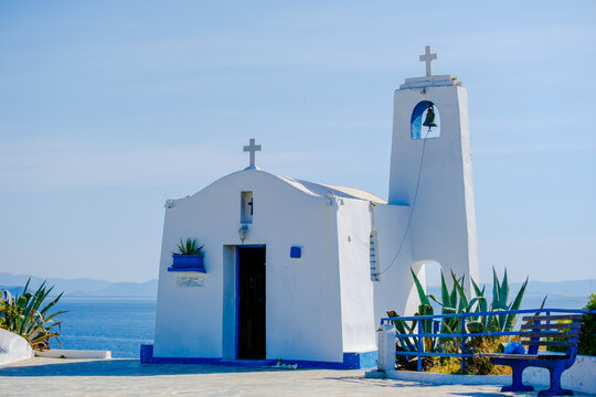 white small orthodox chapel dedicated to St Nikolaos.Rafina