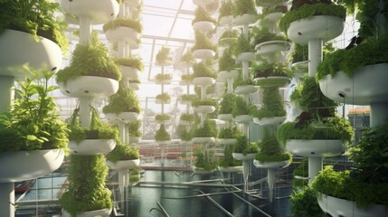 Vertical Farming Oasis: A towering greenhouse utopia harnessing vertical space for sustainable food production | generative AI
