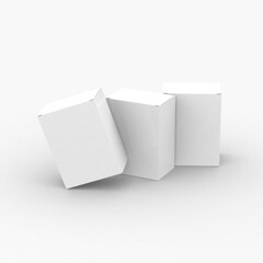 Vertical rectangular paper box template without design cover  for product promotion on a transparent background.