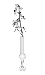 Outline of Flowers line drawing vector art in a vase for decoration. Line flower bouquets in vases, vector illustration.
