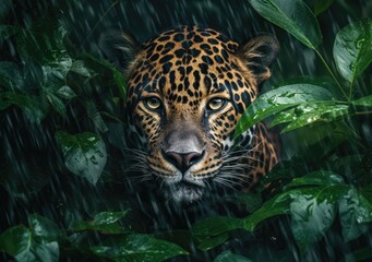 A curious jaguar. Wallpaper, Background, digital Poster, Generative AI.
