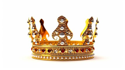 regal golden crown of a king set against a white isolated background. Generative Ai