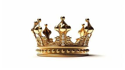 regal golden crown of a king set against a white isolated background. Generative Ai