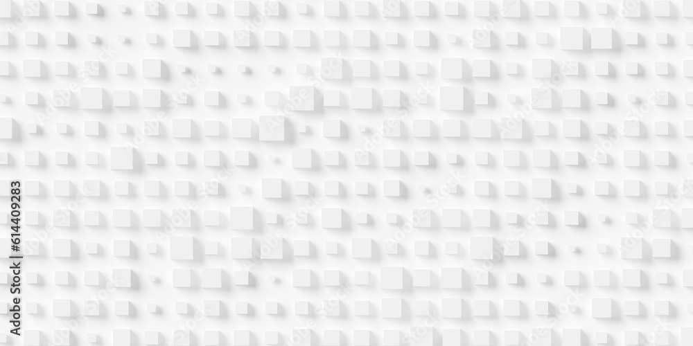 Poster random scaled white cube boxes block background wallpaper banner frame filling flat lay top view fro