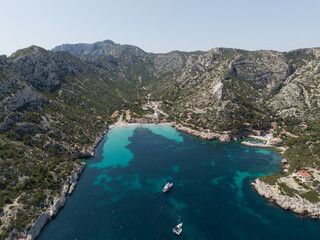 Aerial drone photo the calanques at Marseille, France.