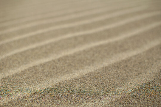 a closeup abstract macro image of waves carved into beach sand by the wind.