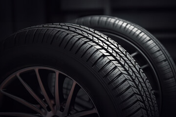 Car Tire Black Banner Background. created with Generative AI