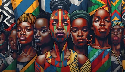 African women portrait, Multiethnic group of women, African women ai generated