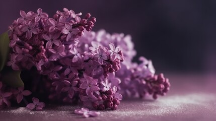 Beautiful lilac flowers on a white background. Selective focus. generative ai