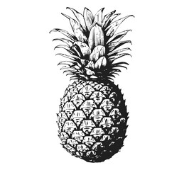 Pineapple illustration. Exotic Tropical Fruit. Hand Drawn.