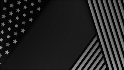 Vector flag USA black background design for independence, veterans, labor, memorial day