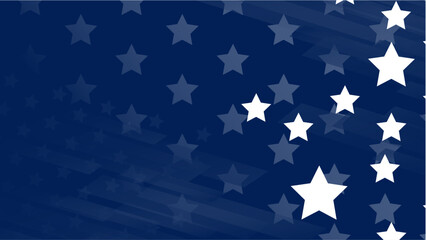 Vector realistic waving american flag blue background