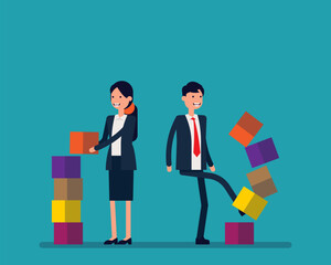 Obraz premium Smiling business building and breaking. Vector illustration business concept