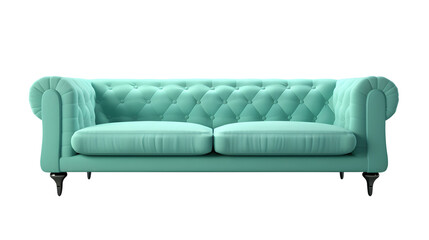 Green sofa isolated. Transparent background