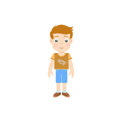 Cartoon boy standing straight