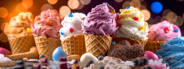 Summer ice cream banner,Ice cream festival background.